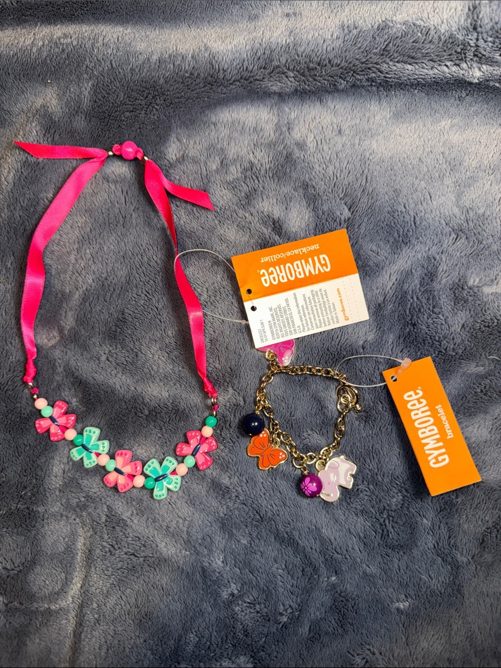 Gymboree Butterflies Beaded Necklace and Gold-Tone Charm Bracelet, Set